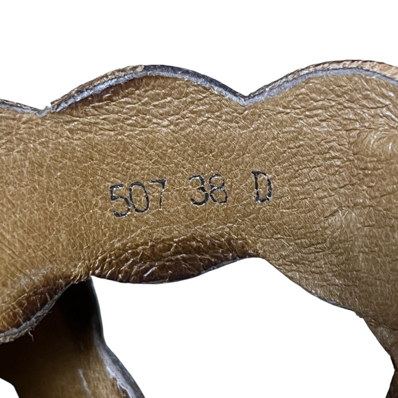 ANTELOPE Brown Tan Leather Scallop Crossover Ankle Strap Sandals Size 38 7 7.5 - Picture 10 of 11